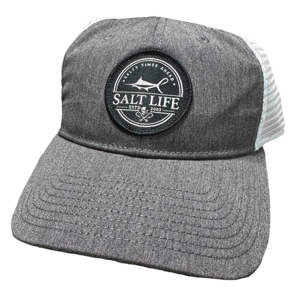 Salt Life “Salty Times Ahead” Adjustable Men’s Mesh SnapBack Baseball Hat Grey